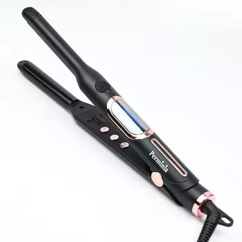 Perminia Curling Luxury с LCD MAX Создает отрицательные завивки Короткие Короткие Самая короткая высота подъема 24 Объем Совместимо с зарубежными странами Утюжок, 12 мм, чёрный