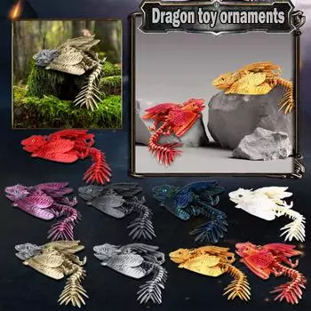 Пернатый дракон-виверна, 3D-печатный дракон, Шарнирно-сочлененный дракон, Дракон, 3D-печатные игрушки, Настольный питомец One Size чёрный