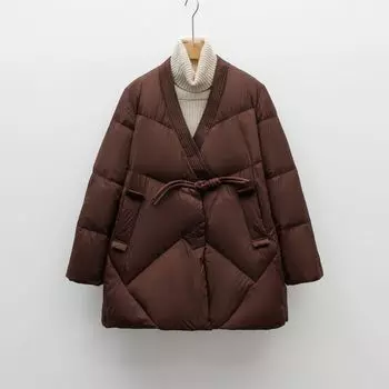 Перо 90% белого утиного пуха, новый национальный стандарт, женский простой однотонный новый пуховик, женское пальто M чёрный