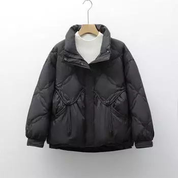 Перо 90% белого утиного пуха, новый национальный стандарт, осень-зима, новый национальный стиль, воротник-стойка, однотонный, простой женский пуховик M