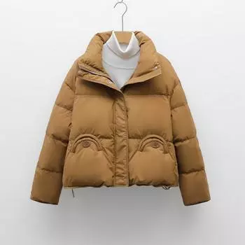 Перо 90 белый утиный пух новый национальный стандарт женский простой ромбовидный сетчатый капюшон пуховик женское пальто M кофейный