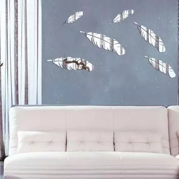 Перо акриловое зеркало водонепроницаемый самоклеящийся настенный стикер спальня ТВ фон настенное украшение трехмерный зеркальный стикер