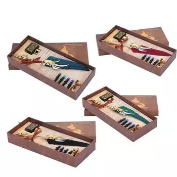 Перо для письма, набор перьев для письма, перо для каллиграфии, перо для семьи, для написания писем, ручка для подписи, для написания подарочных карт Feather pen чёрный