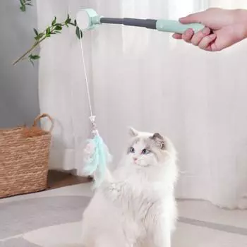 Перо Лазерная Указка Игрушки Для Домашних Животных Выдвижная Кошка Играет Дразнилка Палочка Избавляет От Скуки blue-Style A