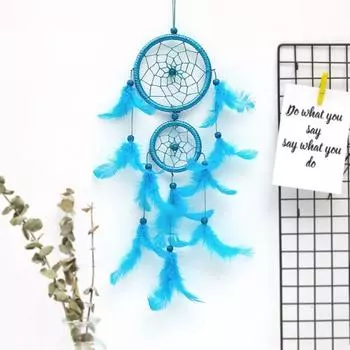 Перо Ловец снов ручной работы подвеска для автомобиля горячая распродажа колокольчики подарок синий
