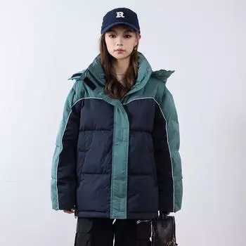 Перо Новая Белая Утиная Пуховая Куртка С Капюшоном Утолщенная Зимняя Новая Сращивающаяся Дизайнерская Куртка Пуховик Женская S