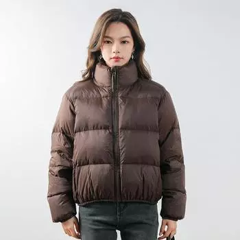 Перо новая зимняя маленькая однотонная куртка из утепленного пуха женская теплая белая куртка из утиного пуха S чёрный