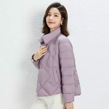 Перо Новый женский 90 Пух Белый утиный пух Пух ромб Сплошной цвет Простой Сплошной цвет О женском пуховике S хаки