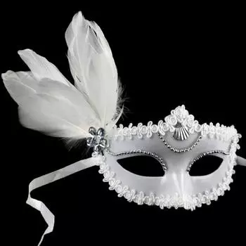 Перо Перламутровая Маска Хэллоуин Маскарад Белые Черные Маски Для Глаз чёрный