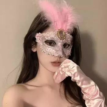 Перо Половина лица Маска для выпускного бала Маскарад Танцевальная площадка Маскарад Вечеринка Аксессуары Реквизит A