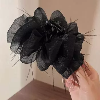 Перо Сетка Акула Зажим Французский Темперамент Коготь Зажим Аксессуары Для Волос 11cm серый