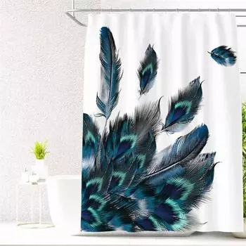 Перо зеленая занавеска для душа подкладка ловец снов ткань занавеска для душа водонепроницаемая занавеска для ванной с крючками кабинка украшение для дома W90xH180cm