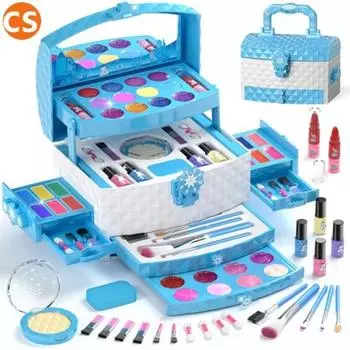 Perry Home 56 предметов Frozen Blue All-in-One Princess Детский набор косметики Цветная косметика Блеск для губ и т. д.. Подарок на день рождения/рождество для племянника, 1 шт.