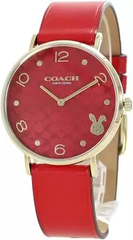 PERRY Red Dial Stainless Steel Mineral Glass Quartz 36MM Watch Accessories Watch Brand 14503977 [Coach] Women s [Item]
