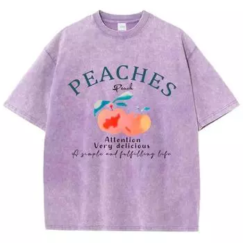 Персики Внимание Очень Вкусный Письмо Мужская Футболка Мода Мягкие Футболки Спорт Повседневный Короткий Рукав Дышащие Свободные Топы S