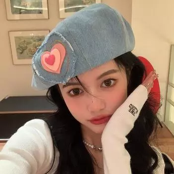 Персиковая девочка милая розовая любовь ковбойский берет дети весна ниша милая крутая шляпа художника average size (55-59cm)