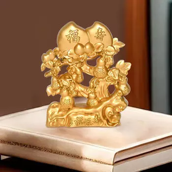 Персиковая статуэтка Двойное украшение долголетия Художественные промыслы Металлические декоративные фигурки Скульптура тыквы