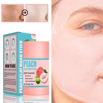 Персиковая твердая маска для лица, твердая грязевая маска-карандаш, мягкий увлажняющий очищающий мазок, ароматная грязевая пленка-карандаш, 30 г One Size розовый