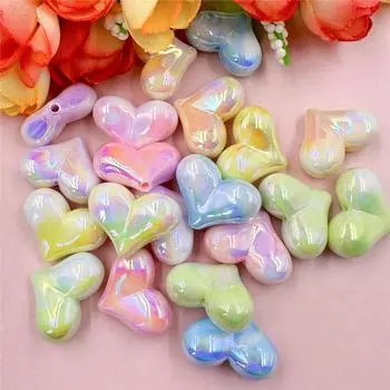 Персиковое сердце креативный бисерный материал сияющий свет креативный материал ручной работы телефонная цепочка изготовление акрил с отверстием 16*22 мм свободные бусины 20 шт синий