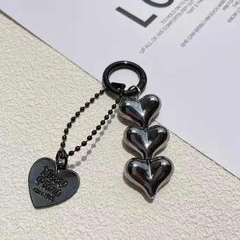 Персиковое сердце с покрытием для ключей, подвеска, сумка, аксессуары, автомобильные аксессуары, милый стиль, чехол для наушников, украшение для творчества чёрный