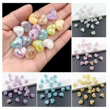 Персиковое Сердце Свободные Бусины DIY Браслет Ожерелье Модные Ювелирные Аксессуары Желе Прозрачные Материалы Ручной Работы Крест Отверстие Двухцветный 10шт Halo Окрашенный серый