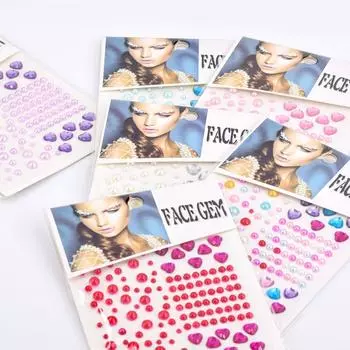 Персиковые сердечки для лица Наклейки DIY 3PC Детские наклейки Акрил 14mm * 10mm розовый