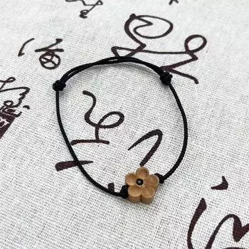 Персиковый цветок дерева плетеная веревка ручной работы для женщин мужчин парные браслеты ручной работы счастливые ежедневные браслеты аксессуары подарки красный