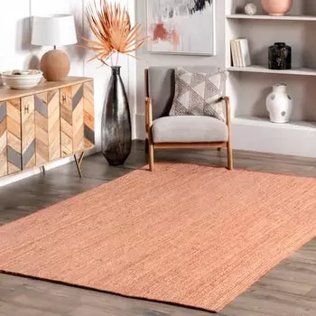Персиковый джутовый плетеный коврик 90cm x 150cm естественный