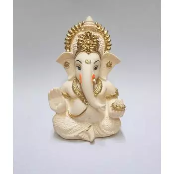 Персиковый Слоновая кость Отделка Идол Ганеши Идол на приборную панель автомобиля Мурти Ганеши Идол Ганапати Для домашнего декора Пуджа Статуэтка Господа Ганеши Подарок для офисного стола Комната для пуджи