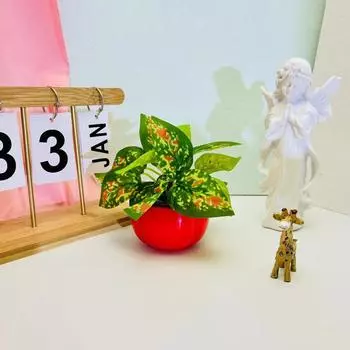 Persimmon Aureum Epipremnum Flowerpot Simulation Green Plant Plant Potted Red Dot Green Leaf