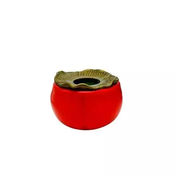 Persimmon Faux Miniature Flower Vase With Plastic Finish For Holiday Decor Table Red Small