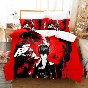 Persona 5 Bedding Set Single Twin Full Queen King Size Bed Set Aldult Kid Bedroom Duvetcover Sets 3D Print Anime bed sheet set 70x133cm 2pcs