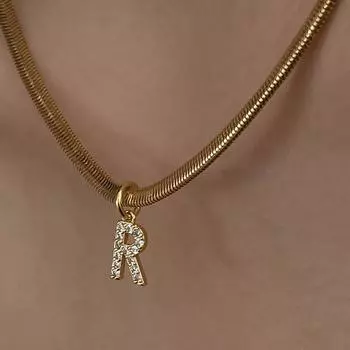 Personaility Punk Women Chain Crtsyal Clavicle Choker Inlaid Zircon Necklace Fashion Jewelry Letter I