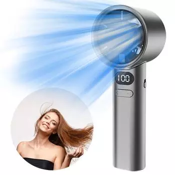 Personal Fan USB Rechargeable Small Hand Fan with Digital Display Mini Fan 120 Wind Speeds for Makeup Travel Camping Outdoor серебряный