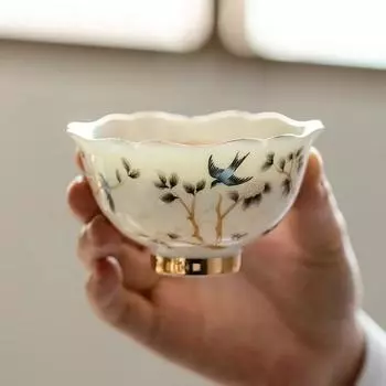 Персональная высококачественная чайная чашка, домашний керамический набор для кунг-фу, Dehua Mutton Fat Jade White фарфоровая посуда для приготовления чая, кухня, столовая, бар 130ml