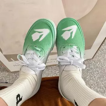 Персональные граффити плоские парусиновые туфли женская мода повседневная обувь прогулочная обувь 35 белый/зелёный