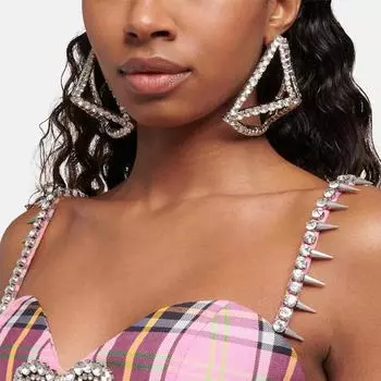 Персональные креативные треугольные серьги с полыми стразами и геометрическими серьгами золотистый