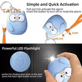 Персональный брелок-сигнализация со светодиодной подсветкой, оглушительный звук, симпатичная форма, портативный аварийный брелок-сигнализация для самообороны синий