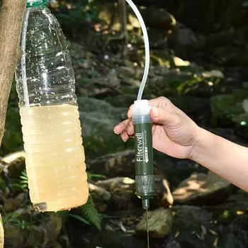 Персональный фильтр для воды, соломенный мини-очиститель воды, снаряжение для выживания, универсальный, простой в установке, набор соломинок для очистки воды на открытом воздухе армия зеленый