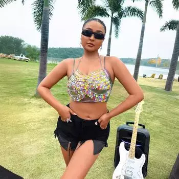 Персональный музыкальный фестиваль цепочка цветные ракушки бусины сексуальный жилет женская сексуальная одежда XS разноцветный