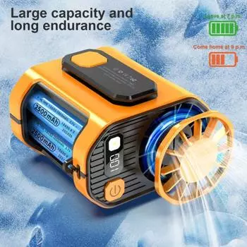 Персональный поясной вентилятор со светодиодной подсветкой и цифровым дисплеем Мощный воздушный поток Низкий уровень шума Компактный размер Подвесной шейный вентилятор без помощи рук Переносной вентилятор на ремне оранжевый