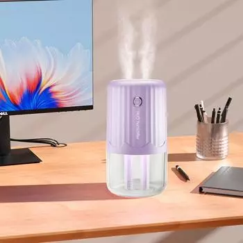 Персональный увлажнитель воздуха, перезаряжаемый USB, настольный увлажнитель воздуха, небольшой перезаряжаемый двойной распылитель, большой емкости, тихий настольный увлажнитель воздуха розовый