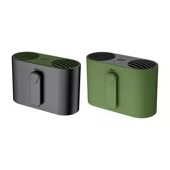 Персональный вентилятор, поясной вентилятор, двойные вентиляционные отверстия 12,9 см x 8,6 см, бесконтактный, перезаряжаемый, 4 скорости, для пеших прогулок, путешествий, легкий, универсальный зелёный