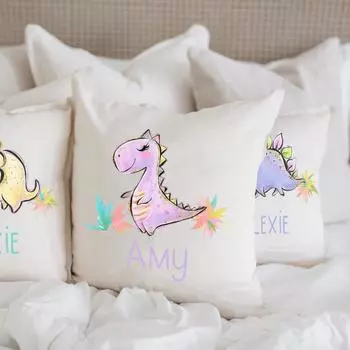 Персонализированная наволочка из полиэстера с принтом в виде динозавра, наволочка для подушки, чехол для подушки, автомобиль, диван, гостиная, домашний декор, милый подарок 450mm*450mm