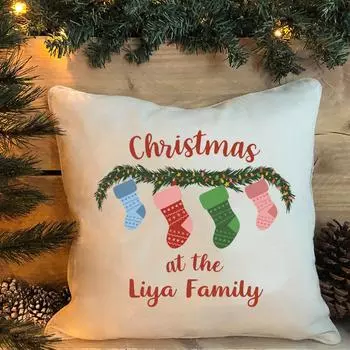 Personalised Family Christmas Cushio Gingerbread Xmas Decoration Room Presents Family Christmas Cushion Xmas Decoration Gift m