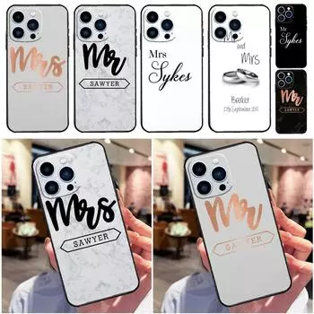 PERSONALISED MR & MRS WEDDING SURNAME Phone Case For iPhone 11 12 13 14 Pro Max Mini X XS Max XR 7 8 Plus SE 2020 Full Cover iPhone 12