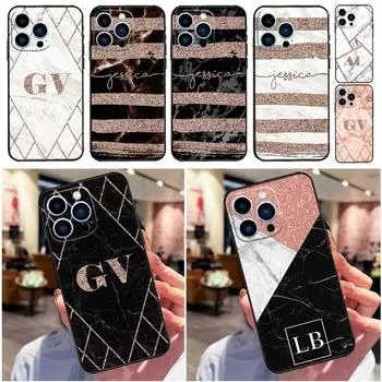 PERSONALISED ROSE GOLD MARBLE NAME Phone Case For iPhone 11 12 13 14 Pro Max Mini X XS Max XR 7 8 Plus SE 2020 Full Cover iPhone 12