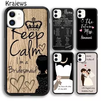 Персонализированный свадебный чехол для телефона с именем невесты и жениха для iPhone 14 5s 6s 7 8 plus X XR XS 11 12 13 pro max Samsung S21 S22 ultra iPhone 6plus