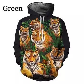 Personality Animal Tiger Sweatshirts Fashion 3d Hoodie Casual Long Sleeve Harajuku Pullover 5XL