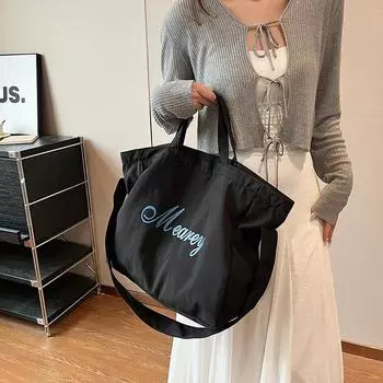 Personality, beauty, fashion, large-capacity shoulder bag, female student 2024 new casual literary handbag, tote bag чёрный